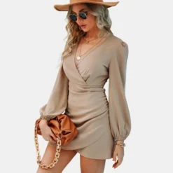 Women's Surplice Long Sleeve Mini Dress - Cupshe -Cupshe GUEST 014ced79 a8a2 40ff 825b 4026519669e1