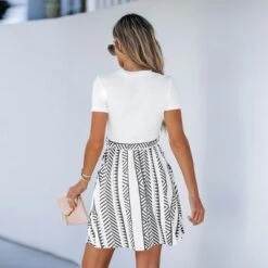 Women's Geo Print Belted Combo Dress - Cupshe -Cupshe GUEST 0154751d 39e8 4c48 a08a 6084d29e82a1