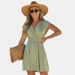 Women's Smocked Surplice Mini Dress -Cupshe -Cupshe GUEST 01e55315 3dc6 4a08 bac4 c266296978c3