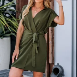 Women's Belted Short Sleeve Wrap Dress - Cupshe -Cupshe GUEST 02266079 c464 4644 b59b d7cc0d40976e