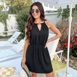 Women's Onyx Beaded Cutout Mini Dress - Cupshe