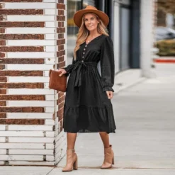 Women's Clip Dot Belted A-Line Midi Dress - Cupshe -Cupshe GUEST 064921c3 6aed 4202 bc9c 35e07970bfa6