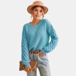 Women's Long Sleeve Honeycomb Knit Pullover Sweater - Cupshe -Cupshe GUEST 079b4d6c afd5 46aa 85c8 820c681469e7