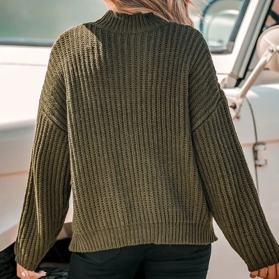 Women's Dark Green Chunky Knit Turtleneck Sweater - Cupshe 6 Women's Dark Green Chunky Knit Turtleneck Sweater - Cupshe - Image 4
