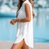 Women's V-Neck Basic Collar Cover-Up Dress - Cupshe