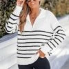 Women's Striped Drop Sleeve Sweater - Cupshe -Cupshe GUEST 0845bb07 bac9 4187 b75a a956c59f78b1