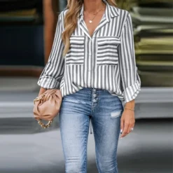Women's Striped Button-Front Pocket Shirt - Cupshe -Cupshe GUEST 09576f72 c5a1 4ecb a4a3 26ac6707594d
