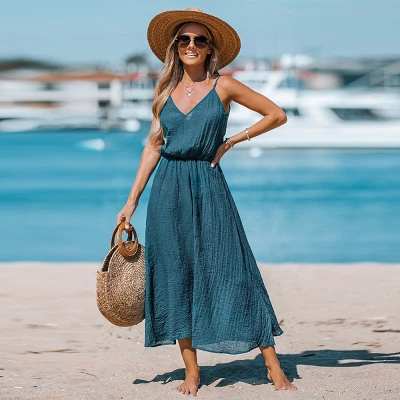 Women's V-Neck Maxi Cover-Up Dress - Cupshe 5 Women's V-Neck Maxi Cover-Up Dress - Cupshe - Image 3