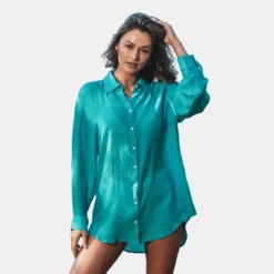 Women's Seafoam Long Sleeve Cover-Up Shirt - Cupshe -Cupshe GUEST 0a0da693 abc1 4107 967d 2eb1be820993