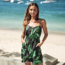 Women's Tropical Leaf Print Button Dress - Cupshe -Cupshe GUEST 0a93b526 ed1a 4794 a859 8bcd99c43803