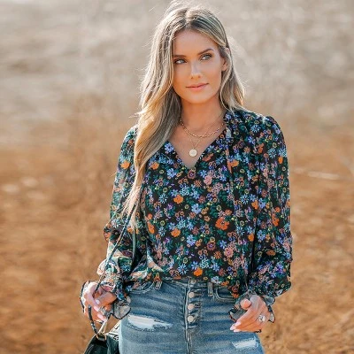 Women's Ditsy Floral Print Smocked Top - Cupshe 4 Women's Ditsy Floral Print Smocked Top - Cupshe - Image 2