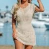 Women's Crochet Knit Cutout V-Neck Cover-Up Mini Dress - Cupshe -Cupshe GUEST 0b4b35a7 7bb2 4b5e b7e1 007284fafa02