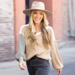 Women's Cooler Daze Colorblock V-Neck Sweater - Cupshe -Cupshe GUEST 0b6e48fa 8994 49ae 8337 444fa0efba14