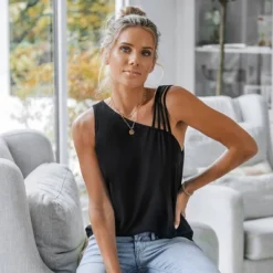 Women's Strappy Asymmetrical Neck Top - Cupshe -Cupshe GUEST 0cde4301 1d23 4dc5 b2f8 f0aa82f3d4df