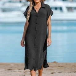 Women's Buttoned Cover Up Shirt Dress - Cupshe -Cupshe GUEST 0e9600b7 5ab9 4c66 8eea 4ef8afd58d8d