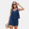 Women's U-neck Flounce Cobalt Romper - Cupshe -Cupshe GUEST 0fb532e6 e639 457e 851b 84a37518871b