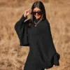 Women's Ribbed Oversized Split Sweater - Cupshe -Cupshe GUEST 104fafd8 0cae 471e b600 9678b7f057c6