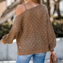 Women's Cutout Crochet One Shoulder Sweater - Cupshe -Cupshe GUEST 10709fac 6037 40bd ab6e 34be1662a3da