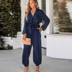 Women's Belted Jogger Jumpsuits - Cupshe -Cupshe GUEST 110b6181 afba 48db 8fd6 3afa5d797c5a