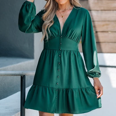 Women's Emerald Button-Loop Mini Dress - Cupshe 6 Women's Emerald Button-Loop Mini Dress - Cupshe - Image 4