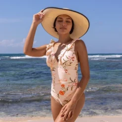 Women's Floral Ruffled Lace Up One Piece Swimsuit - Cupshe -Cupshe GUEST 11b9809c 3a28 47aa 80c6 4825a5e47fea