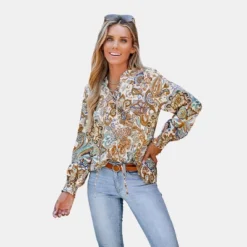 Women's Paisley Print Lace-Up Front Top - Cupshe 15 Women's Paisley Print Lace-Up Front Top - Cupshe -Cupshe GUEST 11dab2bb d81a 492a aa16 6a36e78b914f