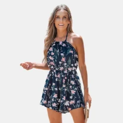 Women's Floral Halter Sleeveless Romper - Cupshe -Cupshe GUEST 12defe80 7b09 464f 95ed 2911cac09c26