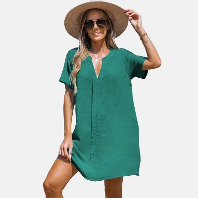 Women's V Neck Shirt Cover Up Dress - Cupshe 10 Women's V Neck Shirt Cover Up Dress - Cupshe - Image 8