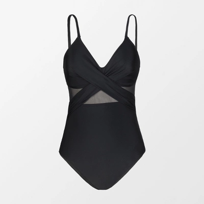 Women's V Neck One Piece Swimsuit Crisscross Mesh Mid Cut Bathing Suit-Cupshe 6 Women's V Neck One Piece Swimsuit Crisscross Mesh Mid Cut Bathing Suit-Cupshe - Image 4