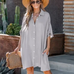 Women's Button Front Mini Shirt Dress - Cupshe -Cupshe GUEST 15e166e7 60ff 4946 80c5 83aae093a033