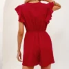 Women's Ruffled Drawstring Buttons Romper -Cupshe -Cupshe GUEST 16cebbfe ec03 4d86 bb33 4df47479f606