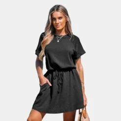 Women's Knit Drawstring Mini Dress - Cupshe -Cupshe GUEST 16ede482 41d6 45df ab46 4bf9ab084128