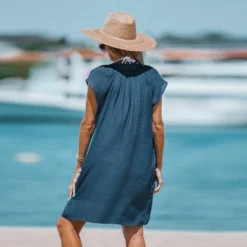 Women's V-Neck Short Sleeve Mini Cover-Up Dress - Cupshe -Cupshe GUEST 1772c5f3 6380 46d3 9ae3 e7efaadffd35