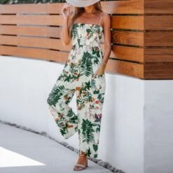 Women's Tropical Smocked Cami Jumpsuit - Cupshe -Cupshe GUEST 17a568ce eab9 49be 9b0e e299923c3b6e