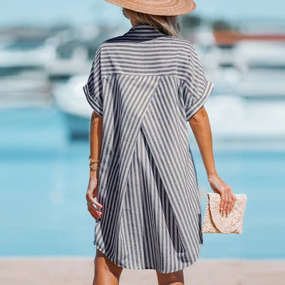 Women's Striped Mini Shirt Dress - Cupshe 6 Women's Striped Mini Shirt Dress - Cupshe - Image 4