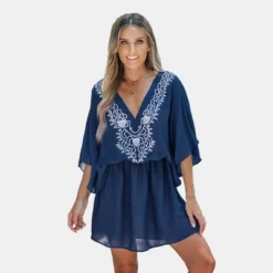 Women's Embroidered V-Neck Cover-Up Mini Dress - Cupshe 13 Women's Embroidered V-Neck Cover-Up Mini Dress - Cupshe -Cupshe GUEST 1ba1b338 6f5a 424c 8cb2 f0863efc130a