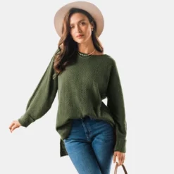 Women's Neutral Split Hem Relaxed Sweater - Cupshe 19 Women's Neutral Split Hem Relaxed Sweater - Cupshe -Cupshe GUEST 1bc5cbb0 620f 4068 b2ae 6b91b6a89523