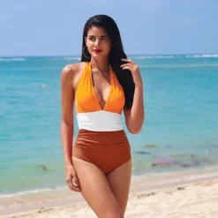 Women's Colorblock Halter Backless Ruched One Piece Swimsuit - Cupshe 13 Women's Colorblock Halter Backless Ruched One Piece Swimsuit - Cupshe -Cupshe GUEST 1c1b1884 e196 432c b3a6 c8406dbdbd09