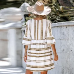 Women's Geo Print V-Neck Long Sleeve Mini Dress - Cupshe -Cupshe GUEST 1c877aa3 bc16 405e 8f1a a919448d1af8