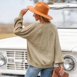 Women's Cable Knit Drop Sleeve Sweater - Cupshe -Cupshe GUEST 1ca2364c abf0 4272 a5e3 56068e8d3b56