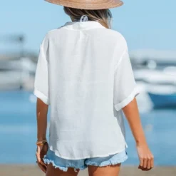 Women's Button-Front Cover Up Shirt - Cupshe