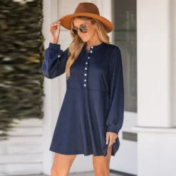 Women's Navy Blue Half-Placket Mini Dress - Cupshe -Cupshe GUEST 1cb8b7d1 281d 478e ba2e 0a84a89a6d07