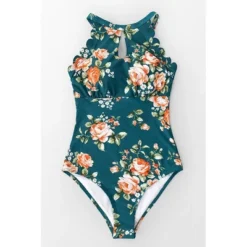 Women's Floral Scalloped Crisscross One Piece Swimsuit - Cupshe -Cupshe GUEST 1d37cfa0 1af7 47b5 8b89 295c11d72cc0