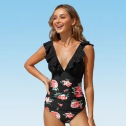 Women's Ruffled Lace Up One Piece Swimsuit -Cupshe -Cupshe GUEST 1d7f41ef c84c 40d0 bde1 e1608871da49