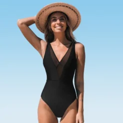 Women's Mesh Crisscross V Back One Piece Swimsuit - Cupshe -Cupshe GUEST 1df738b8 1c4f 4a91 9711 eaee34a2d99b