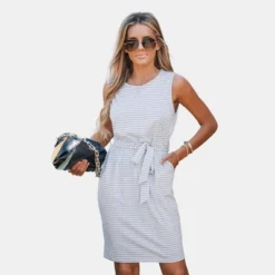 Women's Belted Striped Mini Dress - Cupshe -Cupshe GUEST 1e49aab6 0669 4909 9ec4 0fd70aae079b