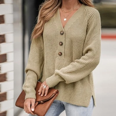 Women's Crochet Rib Half-Buttoned Sweater - Cupshe 3 Women's Crochet Rib Half-Buttoned Sweater - Cupshe