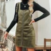 Women's Suede O-Ring Pinafore Dress - Cupshe -Green