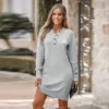 Women's Charcoal Half-Button Midi Sweater Dress - Cupshe -Cupshe GUEST 2064e04c 30a2 42f5 80bd cdeebbea5f45