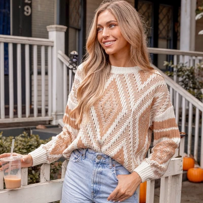 Women's Diamond Stitched Drop Sleeve Sweater - Cupshe 8 Women's Diamond Stitched Drop Sleeve Sweater - Cupshe - Image 6